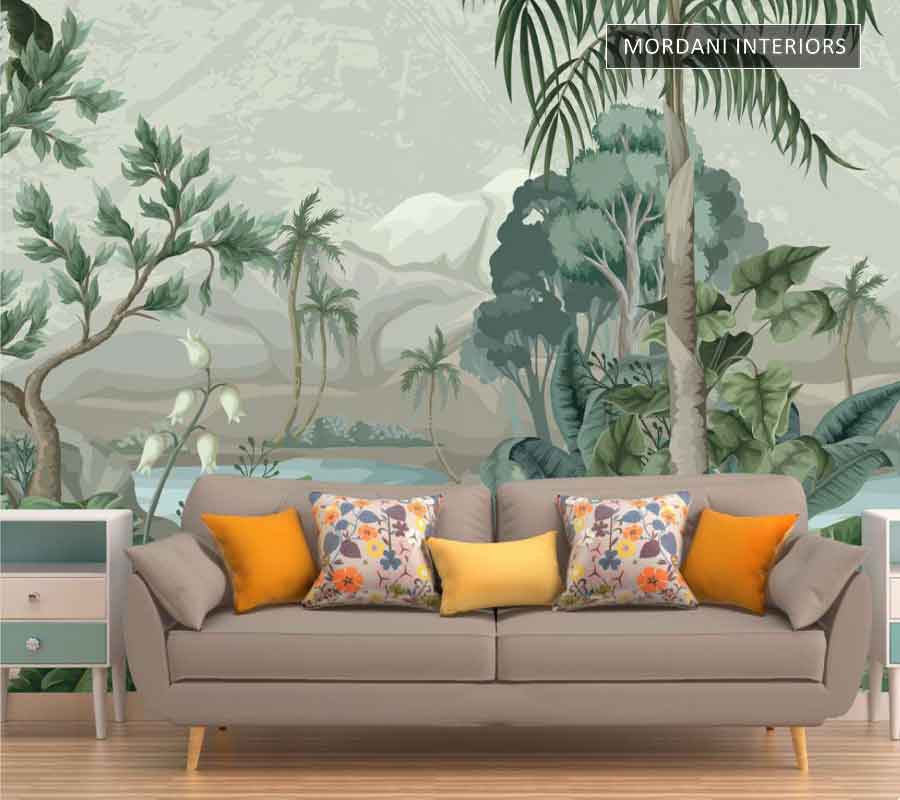FOGGY NATURE TREES TROPICAL WALL MURALS _ M